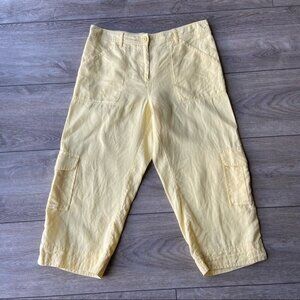 Chico’s Baby  Yellow Pure Linen Cargo Cropped Pants